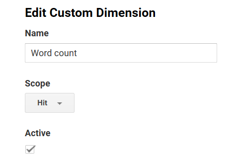Antal ord i hit-scoped custom dimension