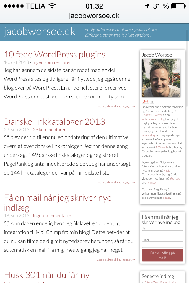 Siden set med en iPhone 4S.