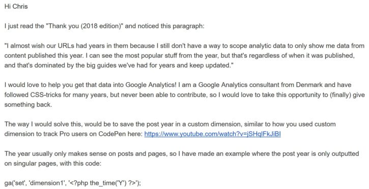 Min pitch email til Chris Coyier