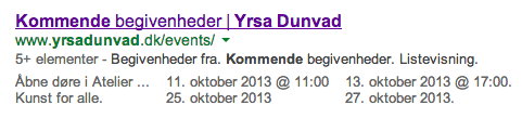 Rich Snippets i søgeresultaterne.