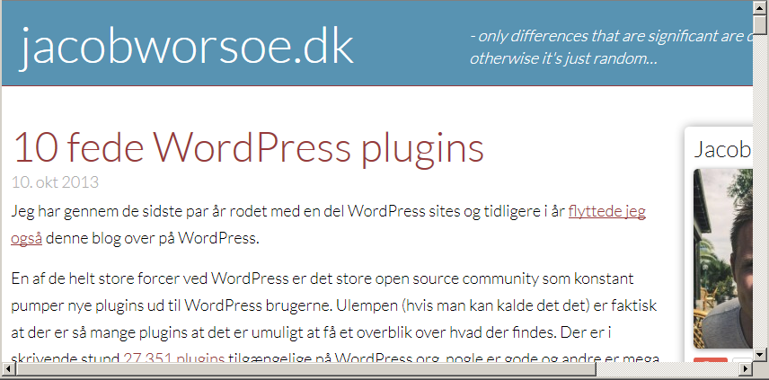 Siden set med et desktop vindue mindre end 900px.