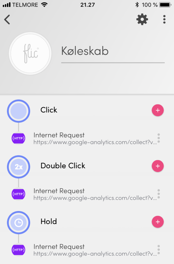 Hver type klik kalder en bestemt URL, som sender de korrekte event data.