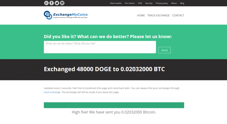 Sådan ser feedback boksen ud på kvitteringssiden