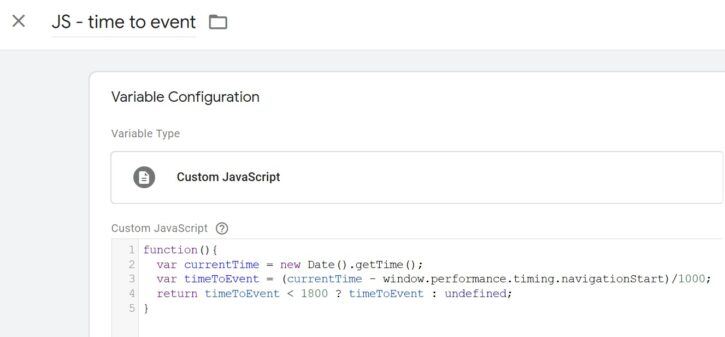 GTM variabel: JS - Time to event